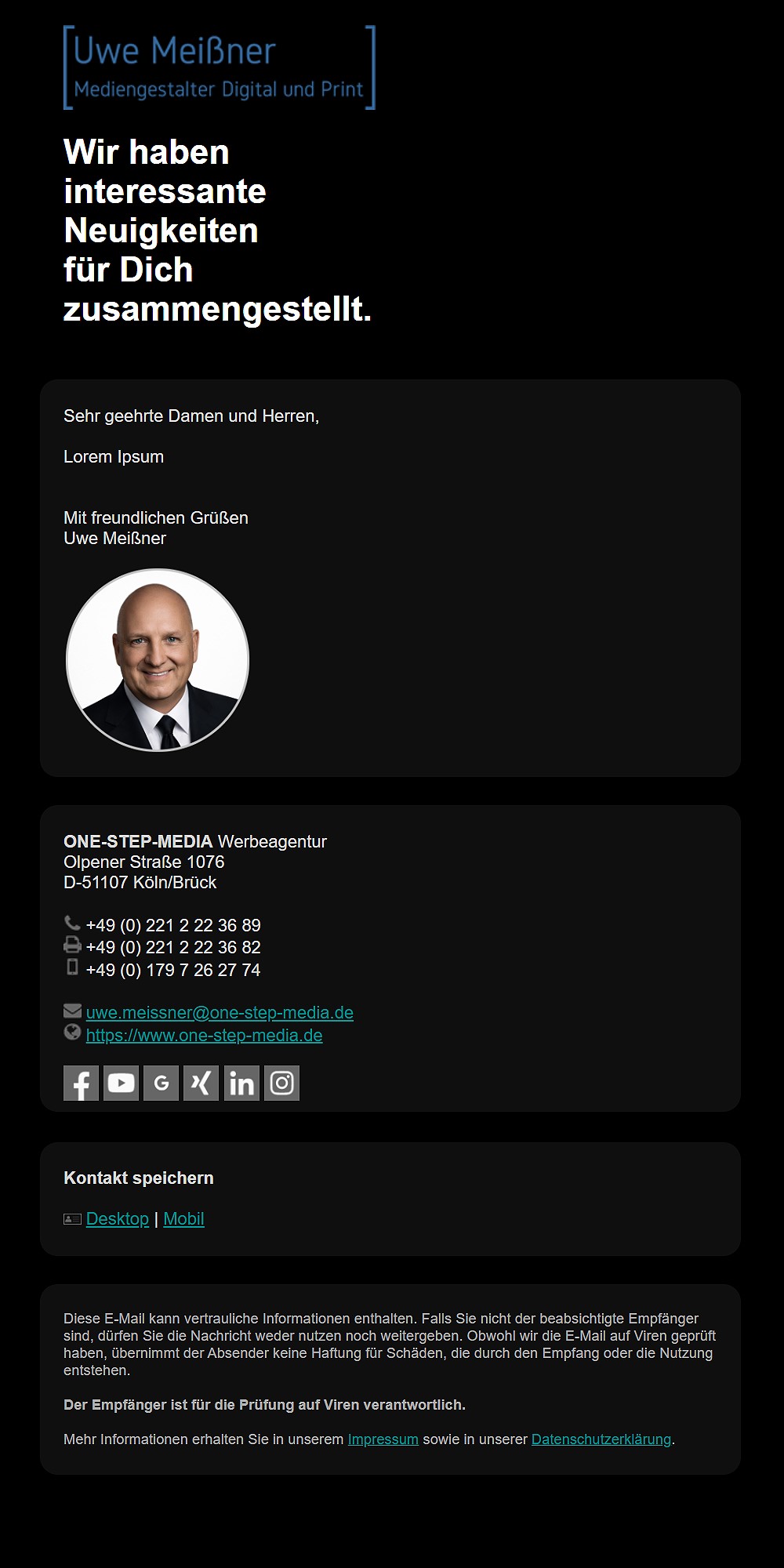 ONE-STEP-MEDIA HTML E-Mail-Template - Dark Theme